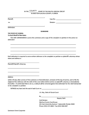 Florida Summons Form