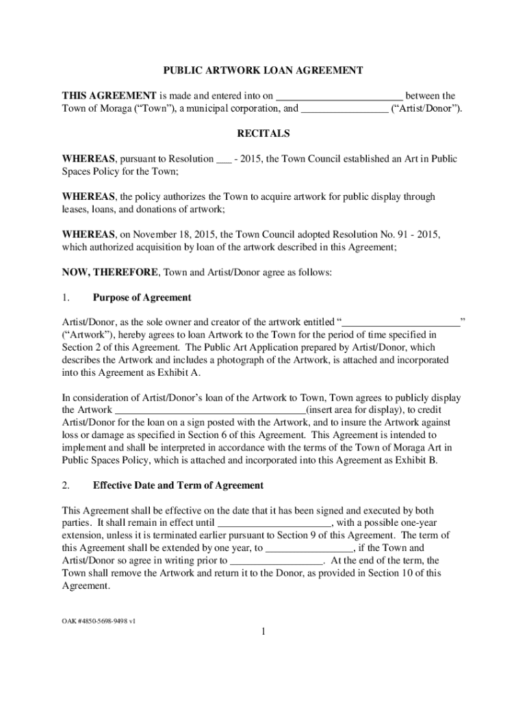 artwork loan agreement Preview on Page 1