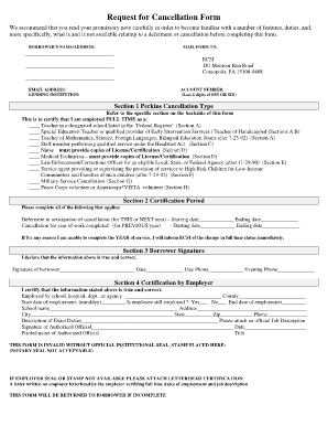 Perkins Loan Cancellation Form