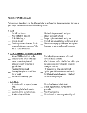 Pre-Inspection Fire Checklist