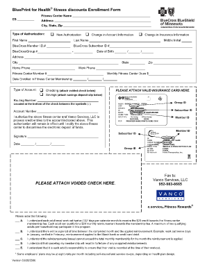BluePrint for Health Fitness Discounts Enrollment Form