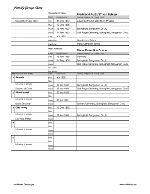 Family Group Sheet