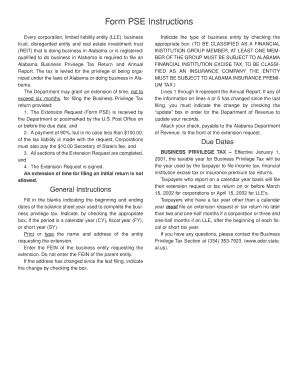 Alabama Business Privilege Tax Extension Request