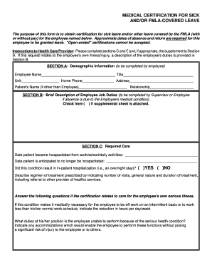 Medical Certification for FMLA Leave