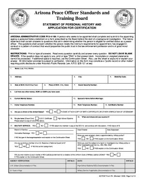 Arizona Peace Officer Certification Application