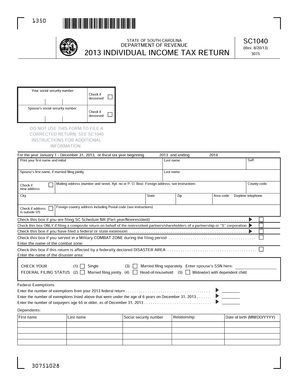 South Carolina Individual Income Tax Return