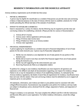 Arizona Domicile Affidavit