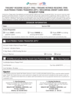 TRICARE Reserve Select Payment Request Form