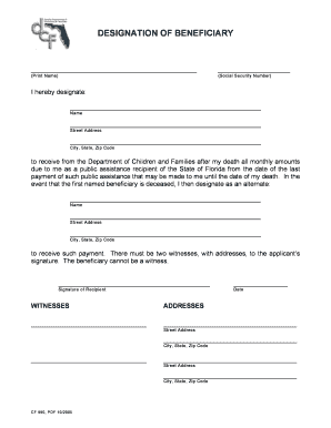 Florida Beneficiary Designation Form