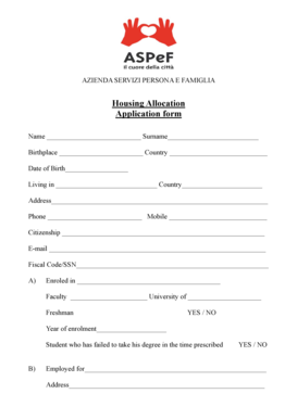 Modulo di domanda di assegnazione alloggio