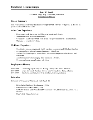 Functional Resume Sample