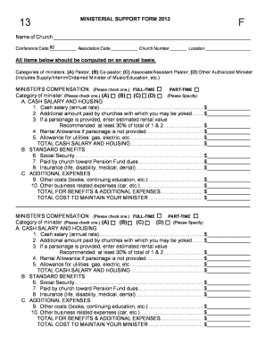 Ministerial Support Form 2013