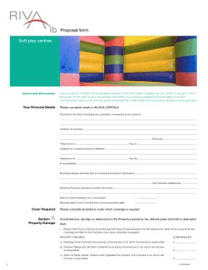 Soft Play Centre Insurance Proposal Form
