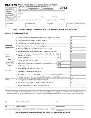 Rhode Island Business Corporation Tax Return