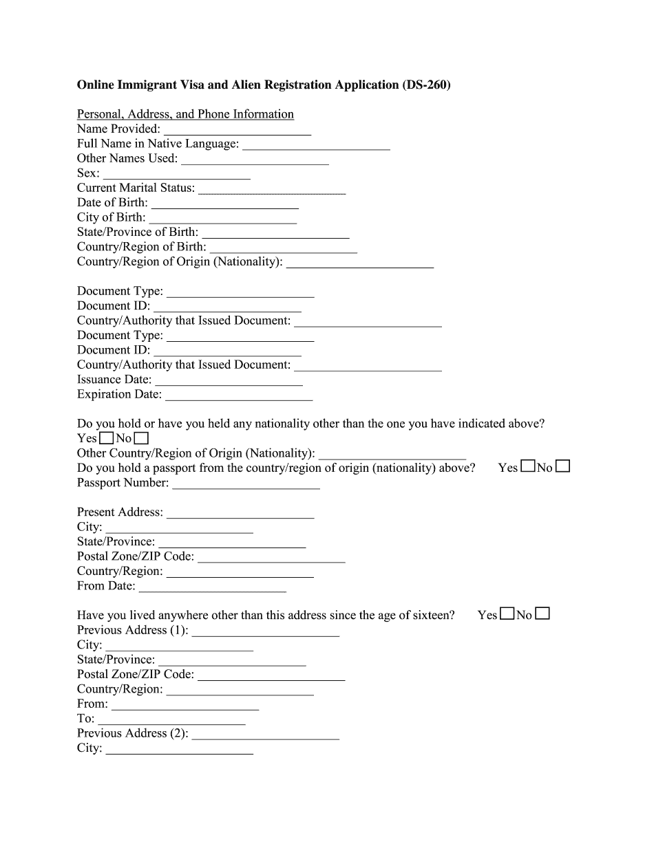 Fill In Form DS-260