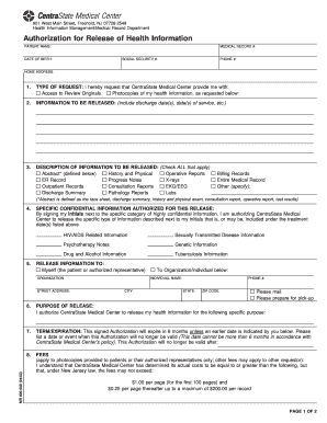 Authorization for Release of Health Information