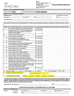 Partners HealthCare Personal Health Statement