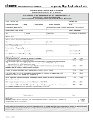 Toronto Temporary Sign Application Form