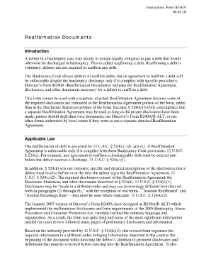 US Bankruptcy Reaffirmation Agreement Form B240A