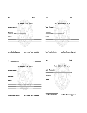 Student Absence Excuse Note