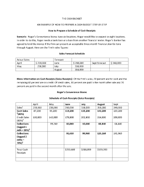 cash receipt schedule