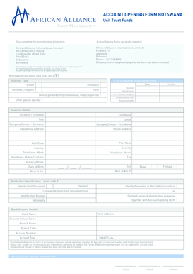 Account Opening Form Botswana