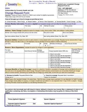 CoventryOne Health Insurance Change Request Form