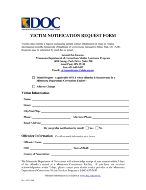 Victim Notification Request Form
