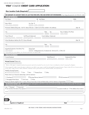 Visa College Credit Card Application
