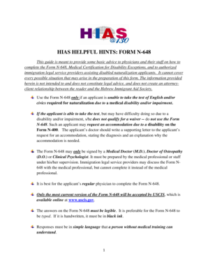 Form N-648 Medical Certification for Disability Exceptions