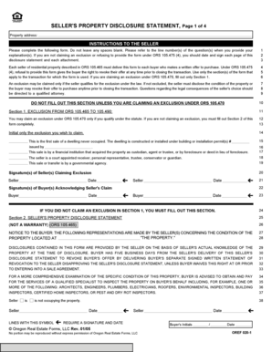 Oregon Seller's Property Disclosure Statement