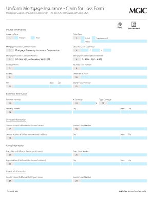 Uniform Mortgage Insurance Claim for Loss Form