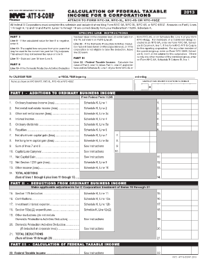 New York City S Corporation Federal Taxable Income Calculation