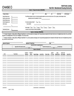 Rent Roll Form for Manufactured Housing Community