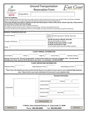 Ground Transportation Reservation Form