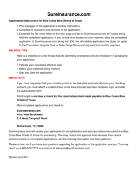 Blue Cross Blue Shield of Texas Health Insurance Application