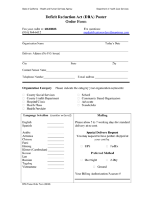 Deficit Reduction Act Poster Order Form