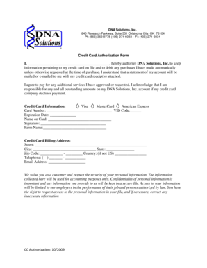 Credit Card Authorization Form