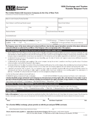 1035 Exchange and Trustee Transfer Request Form