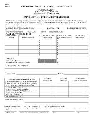Mississippi Employer Quarterly Adjustment Report