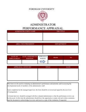 Administrator Performance Appraisal Form
