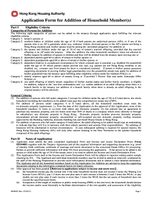 Hong Kong Household Member Addition Application Form