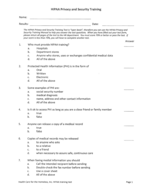 HIPAA Privacy and Security Training Test