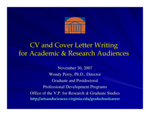 Resume with cover letter - CV and Cover Letter Writing for Academic & Research Audiences - virginia