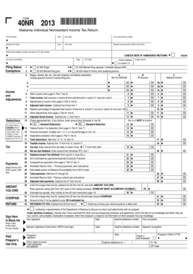Alabama Individual Nonresident Income Tax Return