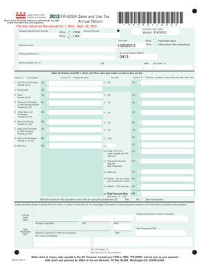DC Sales and Use Tax Annual Return