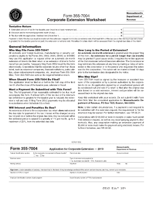 Massachusetts Corporate Extension Worksheet