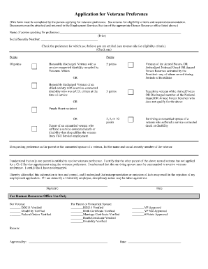 Application for Veterans Preference