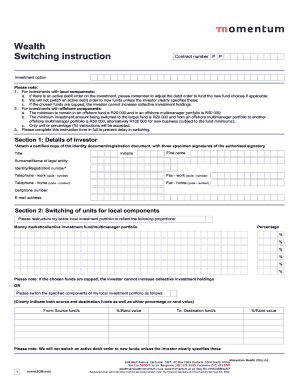 Investment Switching Instruction Form