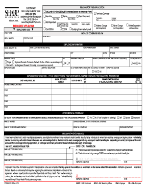 Sharp Health Plan Enrollment Application